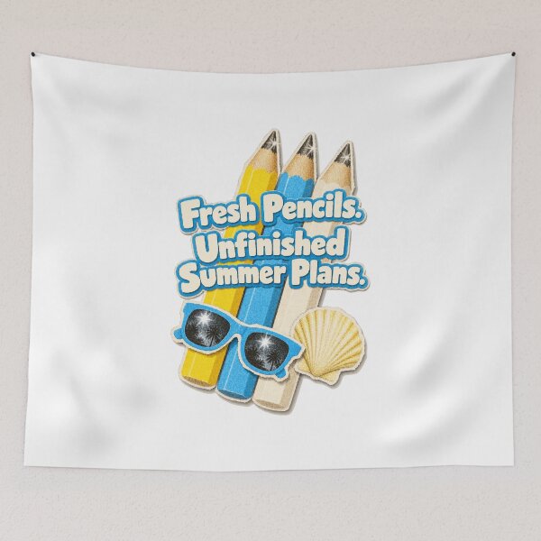 Item preview, Fresh Pencils Unfinished Summer Plans Back To School Collage designed and sold by ThreadQuirk.