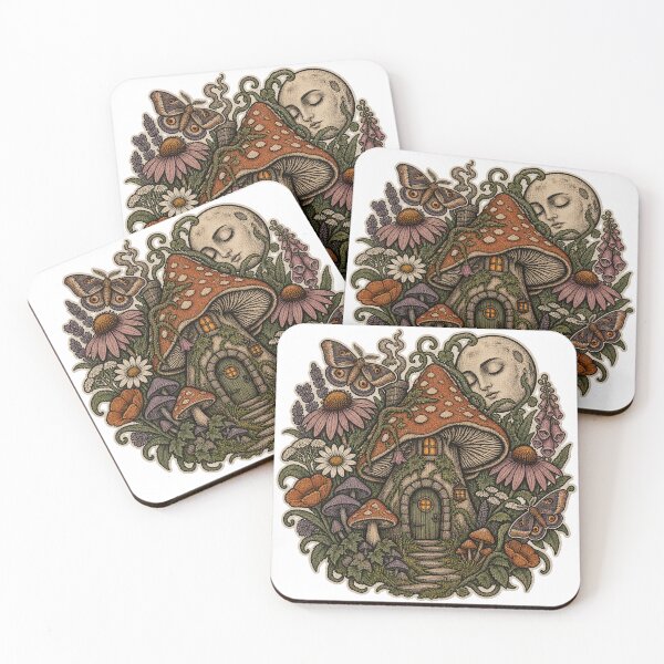 Item preview, Mushroom House Moon Moth Cottagecore Garden Art designed and sold by puzzell.