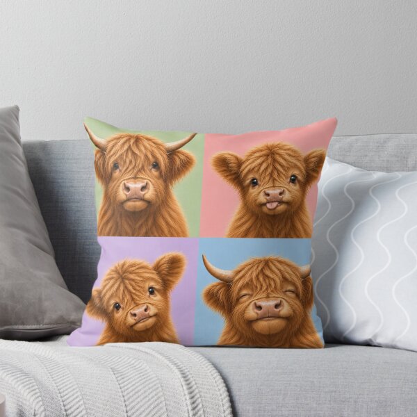 Item preview, Cute Fluffy Highland Cow Portraits designed and sold by pixiedustpaint.