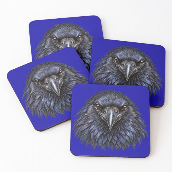 Item preview, Blue and black raven Gothic portrait designed and sold by JOANNASKAH.