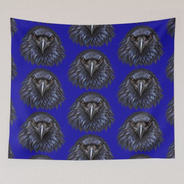 Item preview, Blue and black raven Gothic portrait designed and sold by JOANNASKAH.