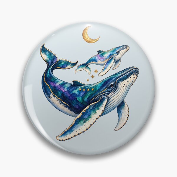 Item preview, Mother and Baby Humpback Whales – Celestial Watercolor Art designed and sold by  MAD's Recreation Studio.