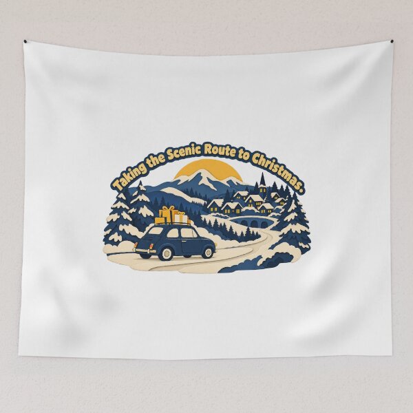 Item preview, Taking the Scenic Route to Christmas Winter Road Trip Travel Art designed and sold by ThreadQuirk.