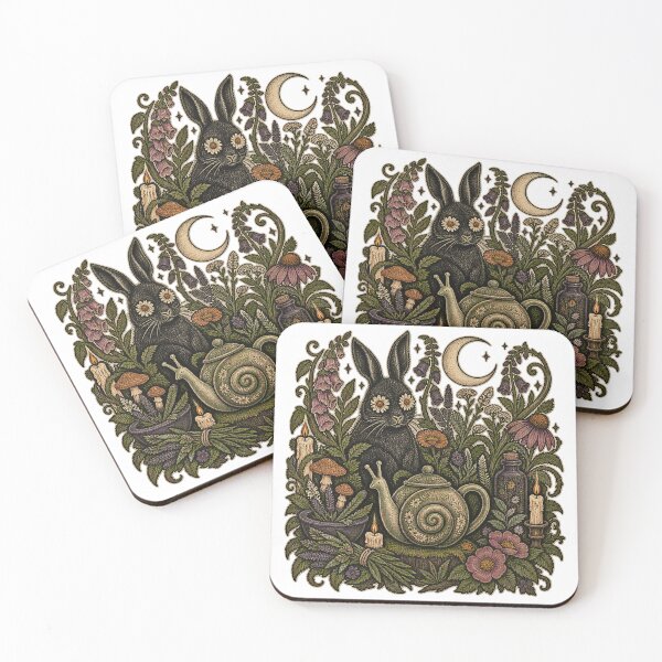 Item preview, Midnight Bunny Snail Teapot Witchy Garden Art designed and sold by puzzell.