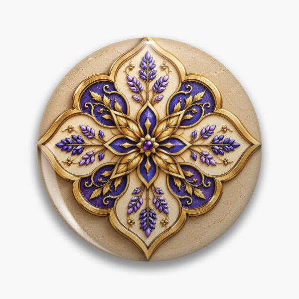 Item preview, Purple and Gold Ornamental Floral Art – Elegant Geometric Tile Design designed and sold by dreamybyana.