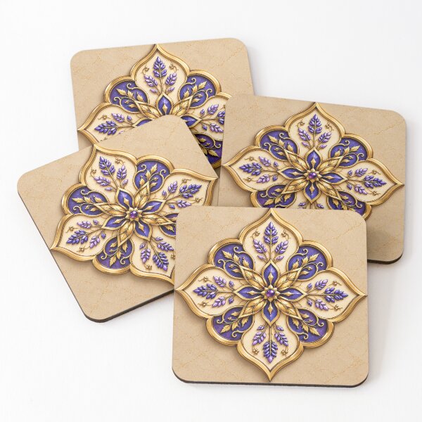 Item preview, Purple and Gold Ornamental Floral Art – Elegant Geometric Tile Design designed and sold by dreamybyana.