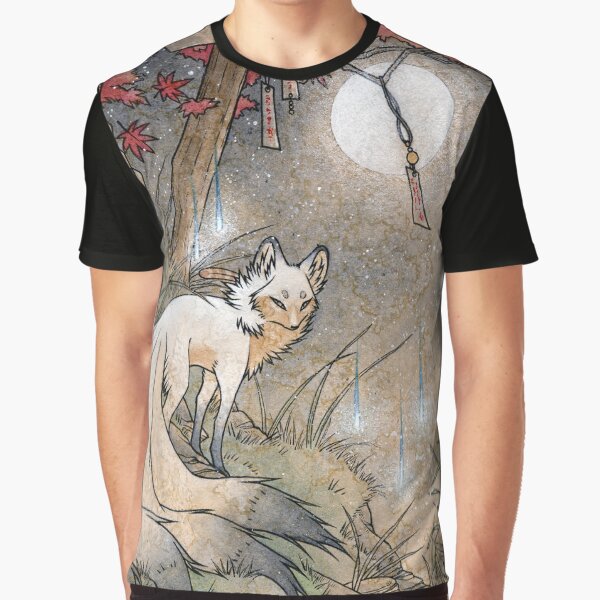 Fox & Wisps - TeaKitsune Fox Yokai Graphic T-Shirt