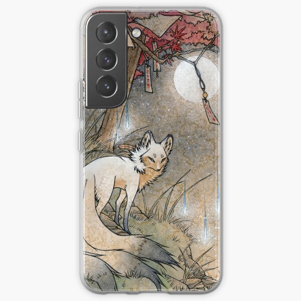 Fox and Wisps Under the Moon and Maple Leaves Samsung Galaxy Soft Case