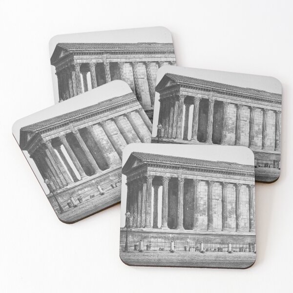 Item preview, Ancient Classical Roman temple of Augustus Caesar, Maison Carrée, Nimes, France.vintage black and white photograph designed and sold by Astrid Arkhangelsky.