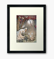 Fox & Wisps - Kitsune Yokai Foxfire Framed Print