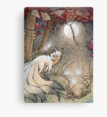 Fox & Wisps - Kitsune Yokai Foxfire Canvas Print