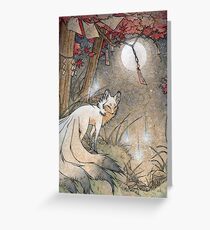 Fox & Wisps - Kitsune Yokai Foxfire Greeting Card