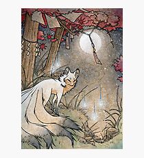 Fox & Wisps - Kitsune Yokai Foxfire Photographic Print