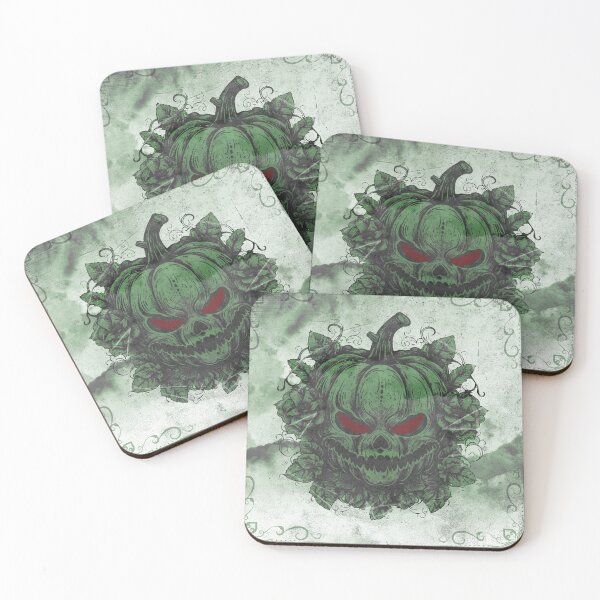 Item preview, Evil Jack O Lantern Green Skull Pumpkin Roses Halloween designed and sold by Ghoul Enterprises.