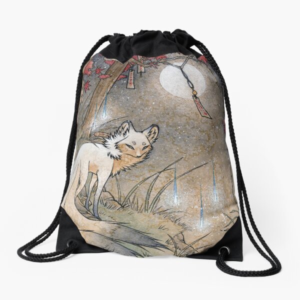 Fox & Wisps - TeaKitsune Fox Yokai Sac à cordon