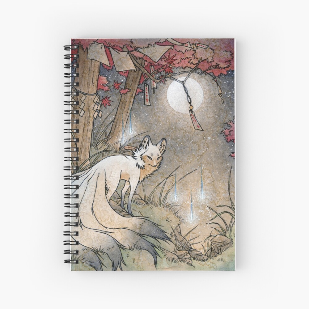 Fox & Wisps - TeaKitsune Fox Yokai | Spiral Notebook