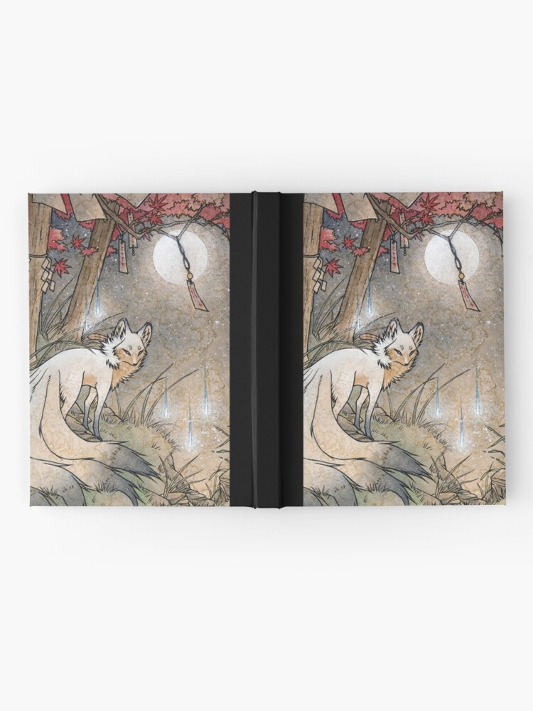 Thumbnail 2 of 3, Journal, Fox and Wisps Under the Moon and Maple Leaves designed and sold by TeaKitsune.