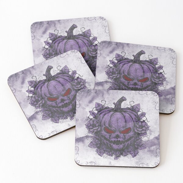 Item preview, Evil Jack O Lantern Violet Skull Pumpkin Roses Halloween designed and sold by Ghoul Enterprises.