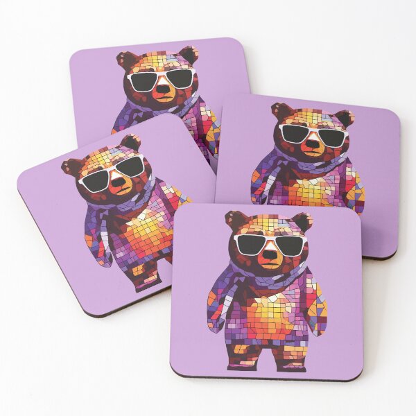 Item preview, Cool mosaic bear wearing sunglasses. Colorful, geometric art of a bear. designed and sold by designmari.
