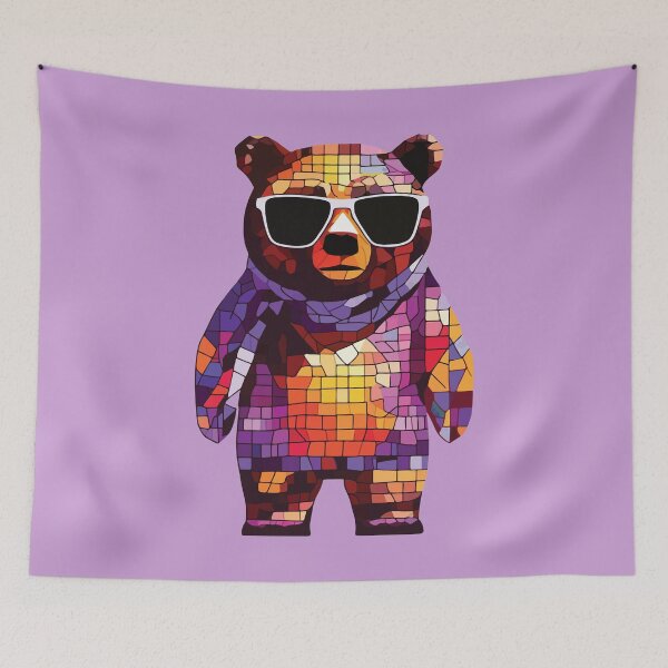 Item preview, Cool mosaic bear wearing sunglasses. Colorful, geometric art of a bear. designed and sold by designmari.