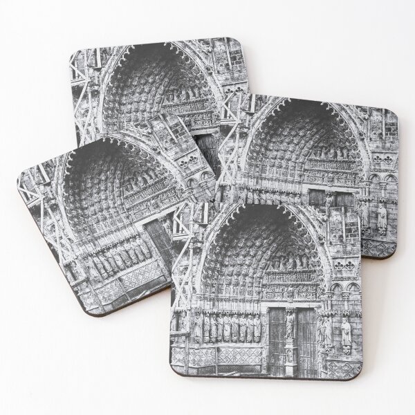 Item preview, French Gothic masterpiece, Amiens Cathedral entrance, 1855 Amiens, France vintage black and white photograph designed and sold by Astrid Arkhangelsky.