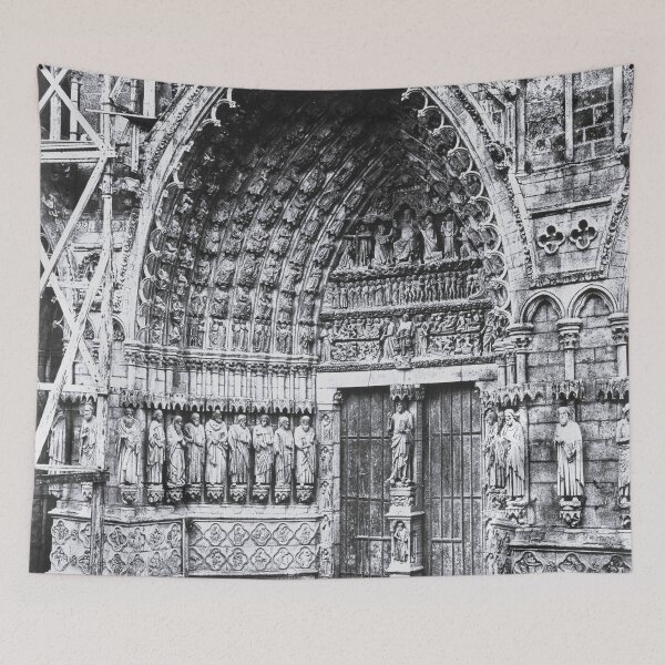 Item preview, French Gothic masterpiece, Amiens Cathedral entrance, 1855 Amiens, France vintage black and white photograph designed and sold by Astrid Arkhangelsky.