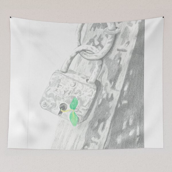 Item preview, Old padlock, young green leaf shoot designed and sold by CecileLenam.