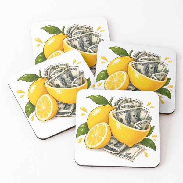 Item preview, Lemon Filled with Dollar Bills, Money and Citrus Fruit, Financial Success Concept Illustration designed and sold by DoveArtDesigns.