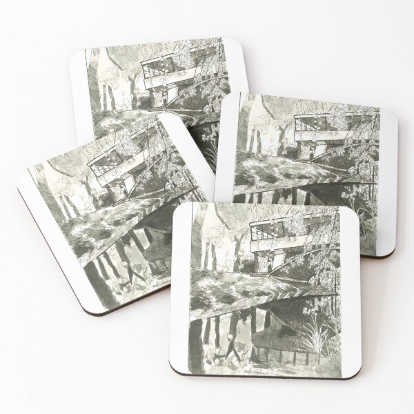Item preview, Modernist House in the Trees, Ink Drawing designed and sold by PulsarArte.