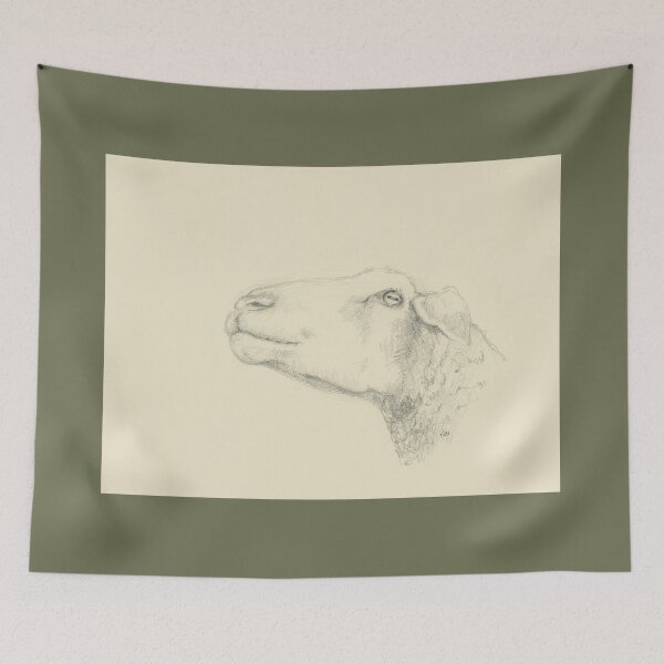 Item preview, Pensive sheep pencil drawing designed and sold by KarenKaspar.