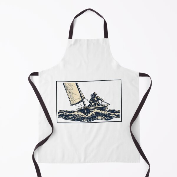 Item preview, Dinghy Sailing Bow View Small Sailboat Carved Print Style designed and sold by ThreadQuirk.