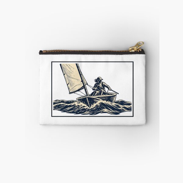 Item preview, Dinghy Sailing Bow View Small Sailboat Carved Print Style designed and sold by ThreadQuirk.