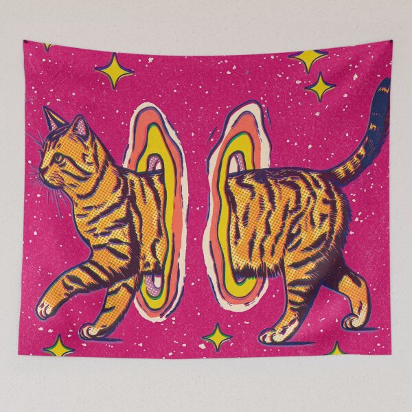 Item preview, Tabby Cat Walking Through Space Portal in Magenta designed and sold by Fani*.