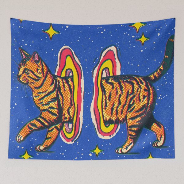 Item preview, Tabby Cat Walking Through Space Portal in Blue designed and sold by Fani*.