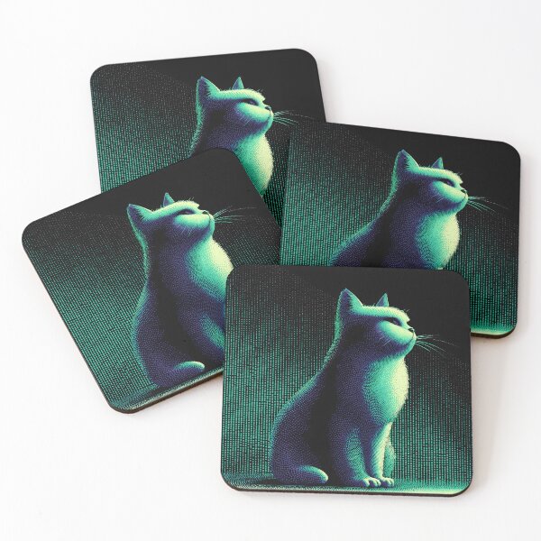 Item preview, Neon Halftone Cyber Cat designed and sold by ClubVacay.