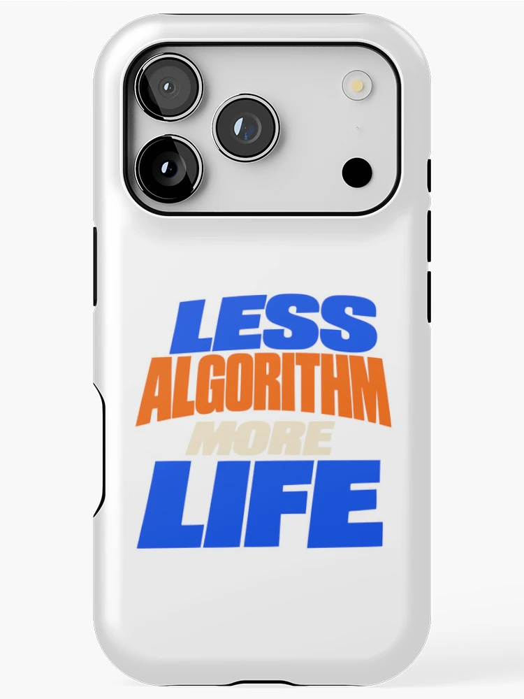 Thumbnail 1 of 4, iPhone Case, Less Algorithm More Life Typography designed and sold by Flamocha.