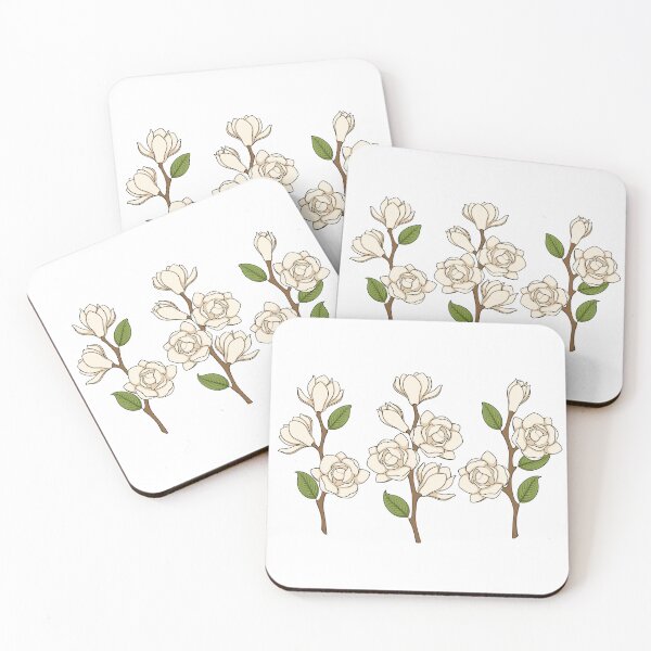 Item preview, Illustration with flowers, buds and leaves of white magnolia designed and sold by RizikCat.