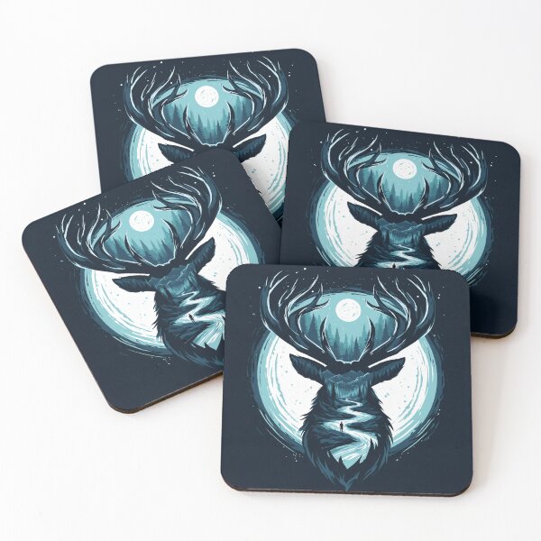 Item preview, Stag Silhouette Moonlit Forest River Wilderness Art designed and sold by QuantumQGear.