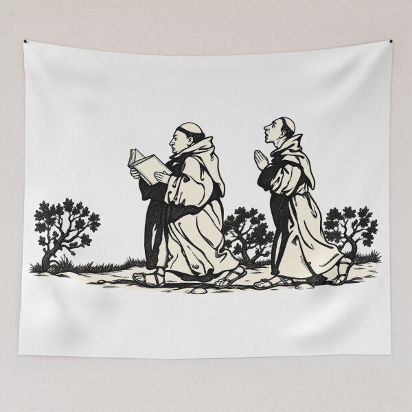 Item preview, Monk Wall Art, Vintage Medieval Illustration by Arthur Rackham, Literary Black Ink Print designed and sold by RickE.