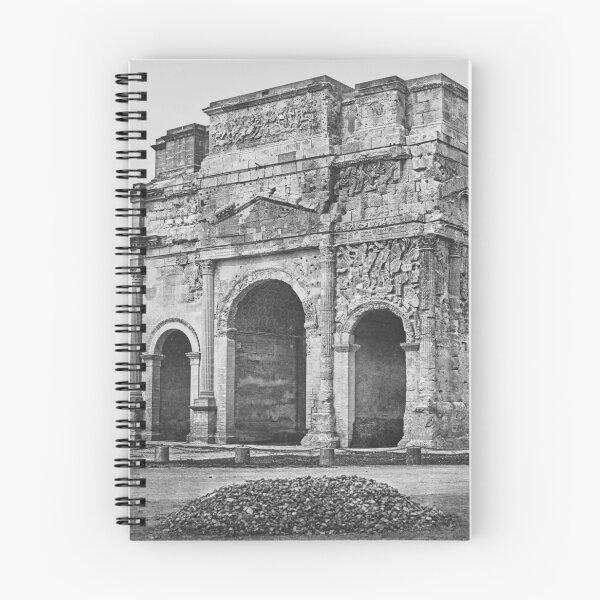 Item preview, Triumphal Arch of Orange, a monumental triple-arched Roman triumphal gateway, vintage 1853 black and white photograph designed and sold by Astrid Arkhangelsky.