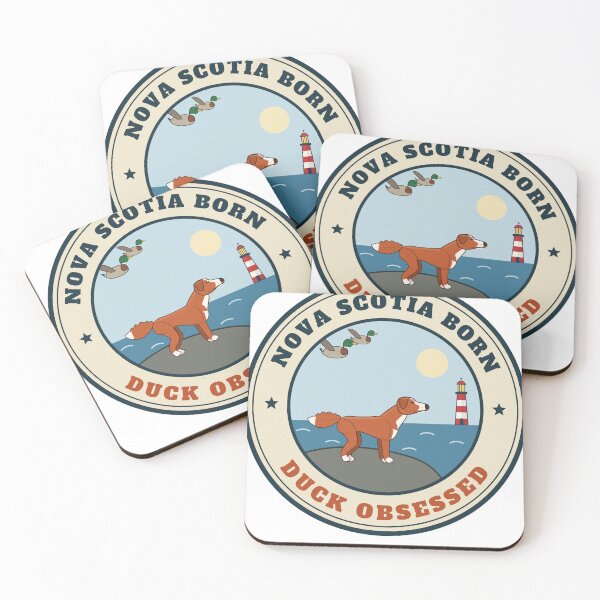 Item preview, Nova Scotia Born Duck Obsessed Toller Badge designed and sold by FogFiddleGoods.