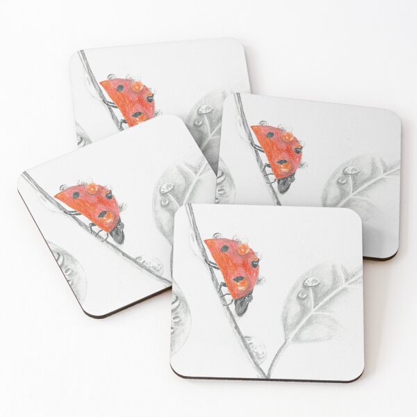 Item preview, Ladybug on a leaf with morning dew designed and sold by CecileLenam.