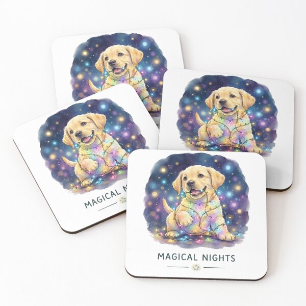 Item preview, Labrador Puppy Christmas Colorful Lights - Magical Nights designed and sold by Goodthingstree.