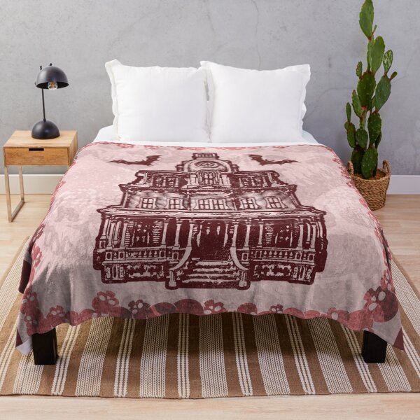 Item preview, Haunted Victorian Mansion Bats Gothic House Woodcut Red designed and sold by Ghoul Enterprises.