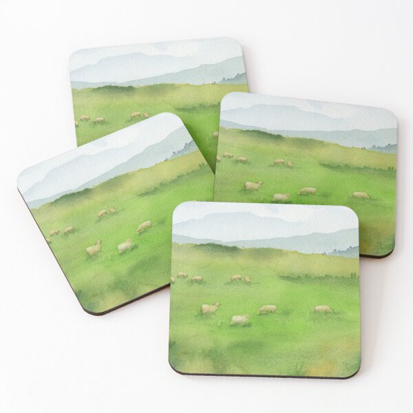 Item preview, Sheep are grazing in a green meadow. designed and sold by KarenKaspar.