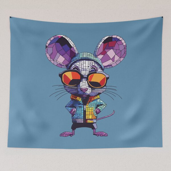 Item preview, Cool Mosaic Mouse with Sunglasses. Colorful Geometric Rodent Art. designed and sold by designmari.