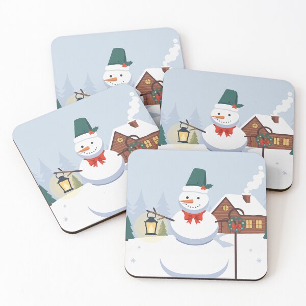 Item preview, Snowman with Lantern and Log Cabin Christmas designed and sold by PygmyTitan Photo.