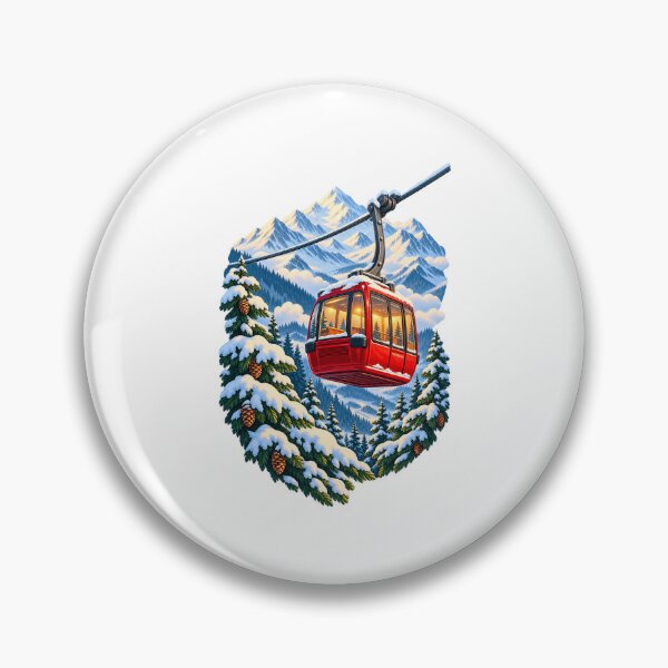 Item preview, Red Cable Car Snowy Alpine Peaks designed and sold by TeNovaStudio.