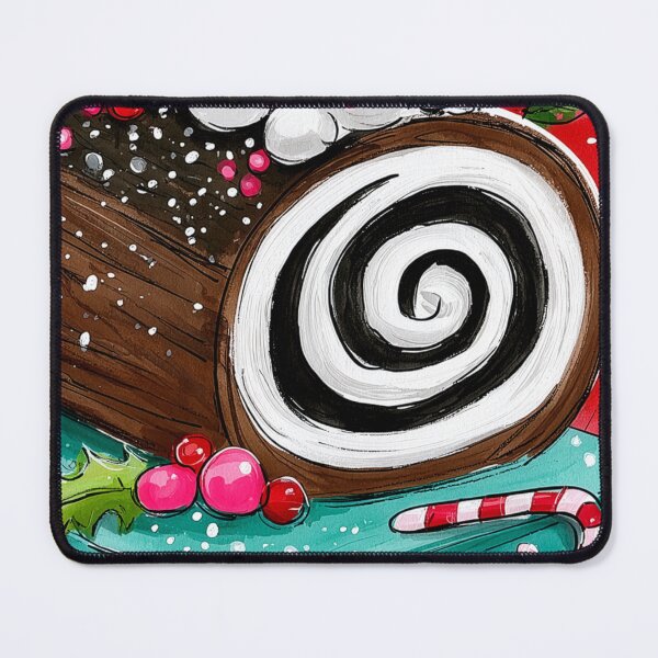 Item preview, A Magical Christmas Yule Log Cake Adorned with Festive Berries, Candy Canes, and Holly designed and sold by OlfactoART Studio.