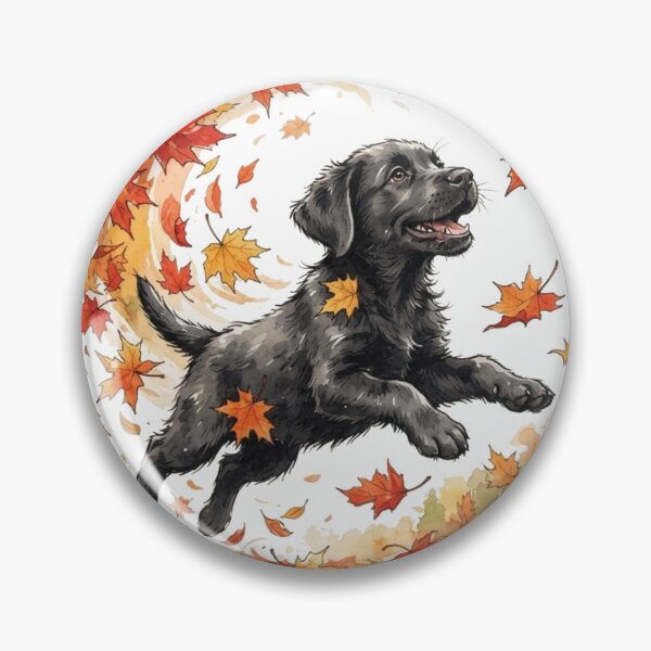 Item preview, Black Labrador Puppy Playing with Autumn Leaves - Leaf Chaser designed and sold by Goodthingstree.